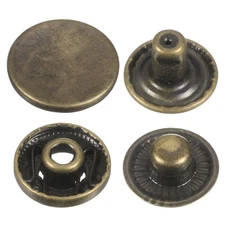 60Set Press-Stud Cap Button 15mm Metal Snap Fastener for Leathers, Bronze