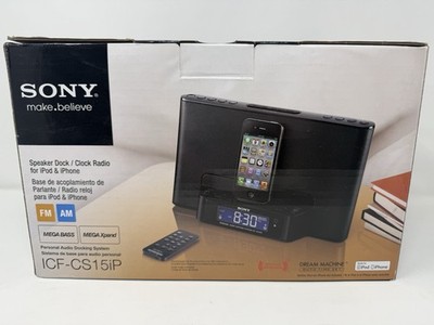 Sony ICF-CS10IP Audio Speaker Dock with Clock & Radio for iPhone/iPod Black NIB