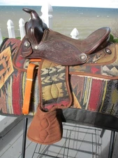 12'' 224 big horn  Western Trail pony saddle PONY BARS with tapaderos & stirrups
