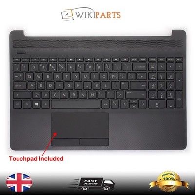 Kompatibel für HP 15-GW0023LA Tastatur UK Handballenauflage Gehäuse mit Touchpad Schwarz