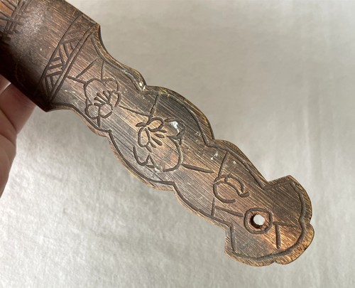 Vintage Large 43cm Long Wooden Japanese Book Page Turner Carved Design - Foto 11 di 16