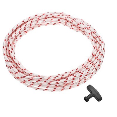 Recoil Starter Rope with Handle, 5mm Dia 10m 33ft Pull Cord, Red and White