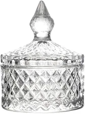 Glass Candy Storage Box Clear Sugar Dish With Lid Crystal Covered Bowl