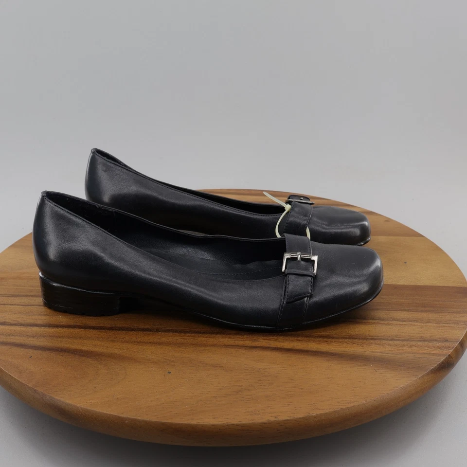 MUJER TALLA 7,5 M CROFT & BARROW NEGRO ANNIKA 73277 CUERO PLANO EXCELENTE Foto 2 de 4