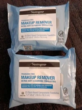 2 Neutrogena Makeup Remover Wipes Cleansing Towelettes Fragrance-Free 25ct (J54)