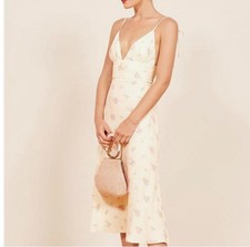 Reformation Talita Midi Dress in Cream Floral Print - Size 4 Party Bridal Resort