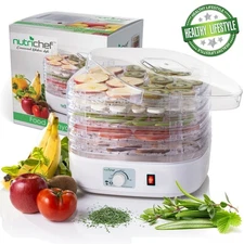 NutriChef Electric Food Dehydrator, White 250W 10.2inHx8.7inWx11inD/ PKFD06