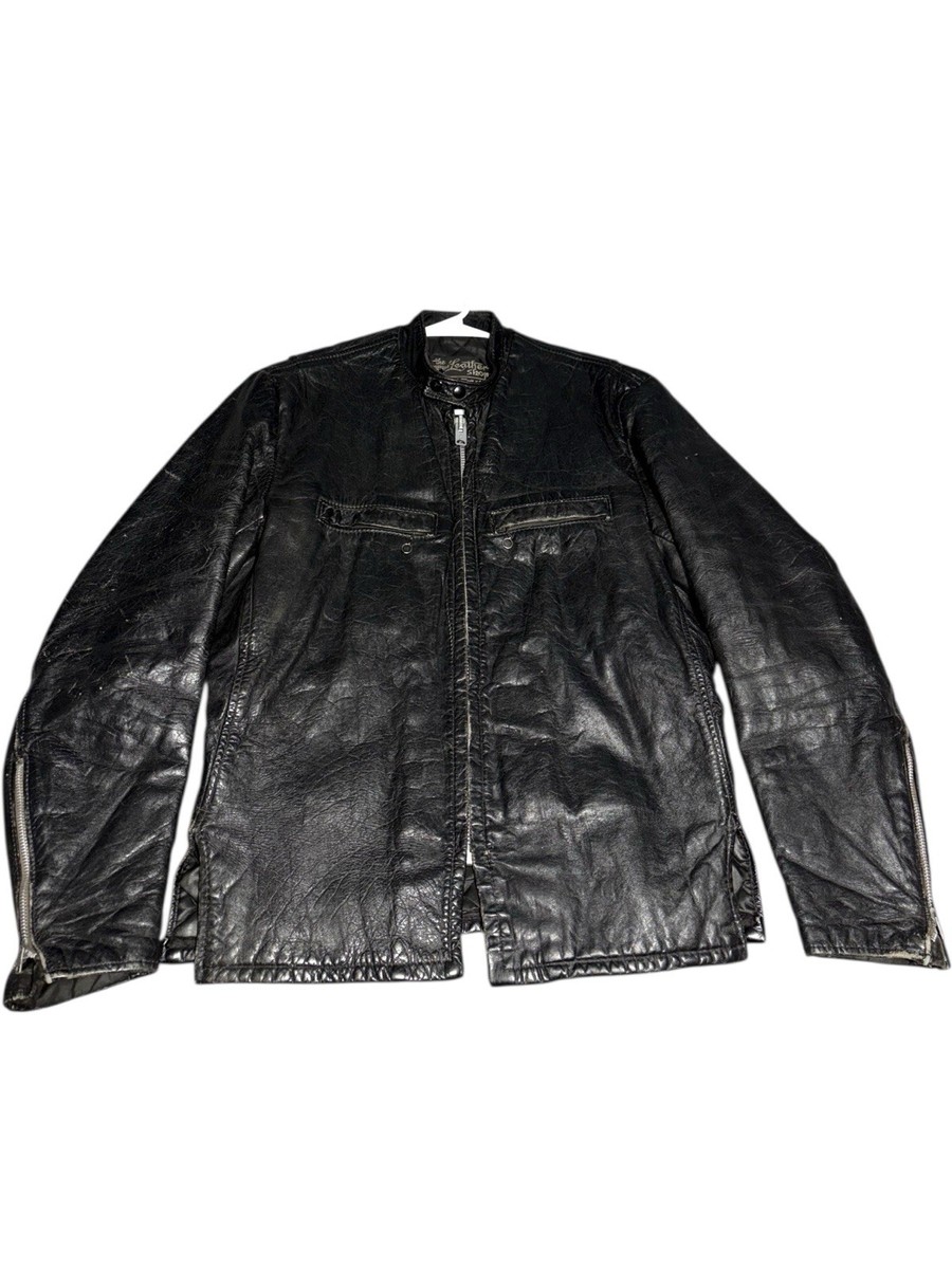38 1960s 70s Sears The Leather Shop Cafe Racer Jacket Vintage