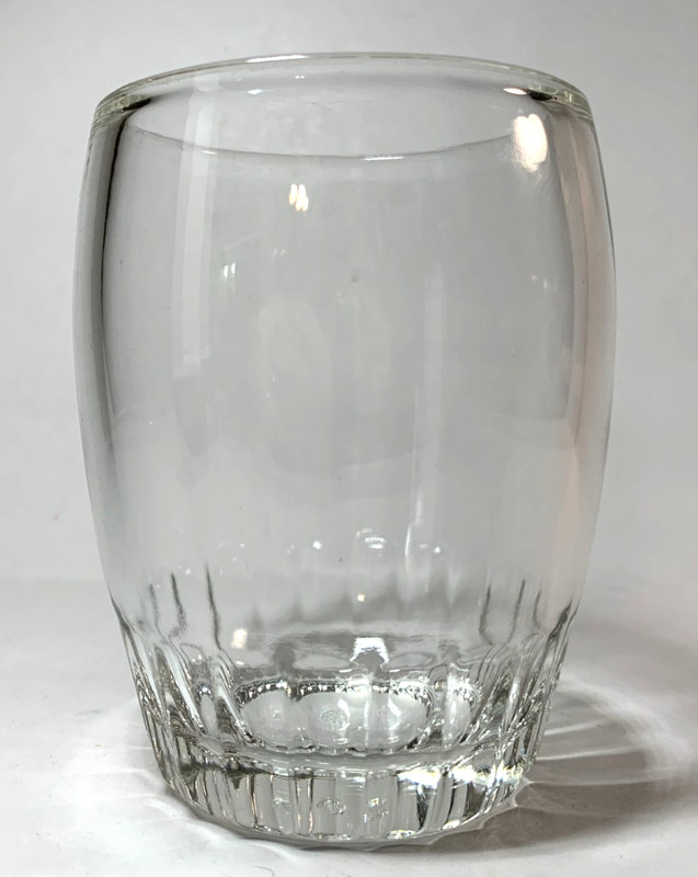 1 ANCHOR HOCKING 8oz vintage BARREL GLASS RIBBED BASE ROCKS TUMBLER BAR WHISKEY