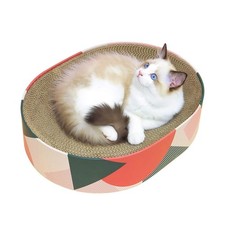 Cat Scratcher Cardboard Bed Lounge Couch Indoor Oval Shape Pad 17x13 Inch