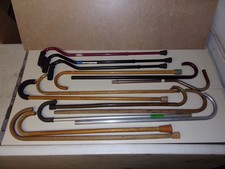 Vintage Lot of 14 Walking Canes, 10 Hook Canes, 4 Adjustable Canes, Metal  Wood