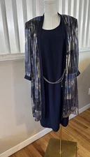 R and M Richards Women's Dress & Cardigan Set 16 Blue