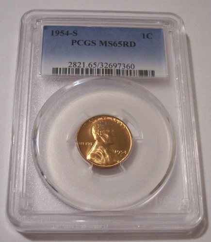 PCGS 1954 S Lincoln Wheat Cent MS65 RED (B)*