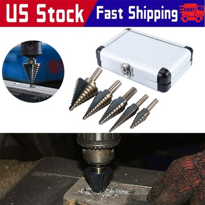 #ad 50 Sizes HSS Cobalt Step Drill Bit Set Multiple Hole Cut w Aluminum Case $9.99