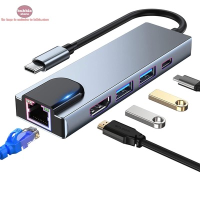 Adaptador multipuerto USB C, 5 en 1, estación de Acoplamiento Compatible MacBook