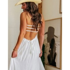 White Strappy Summer Boho Dress