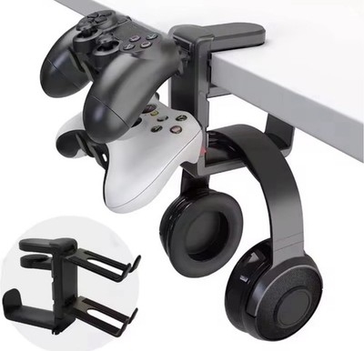 2In1 Gaming Headphone Stand Adjustable Desk Edge Hook Gamepad Holder