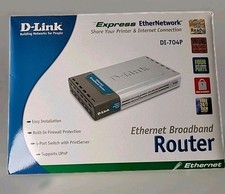 Four-Port D-Link Ethernet Broadband Router DI-704P Switch Print Server