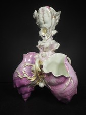 Antique Sweetmeat Stand Centerpiece Conch Shell 3 Wells Vase Purple Luster