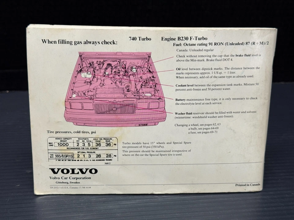 1985 Volvo 740 GL GLE TURBO Owner's Manual OEM Original Foto 2 de 4