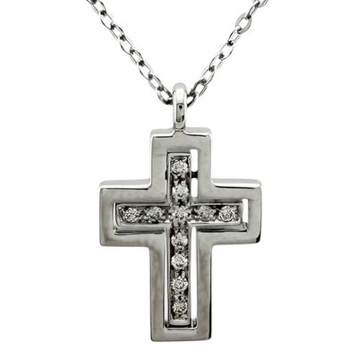 Damiani Necklace K18 white gold diamond Cross cross used