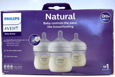 Philips Avent Natural Baby Bottle with Natural Response Nipple, Clear, 4oz, 4pk