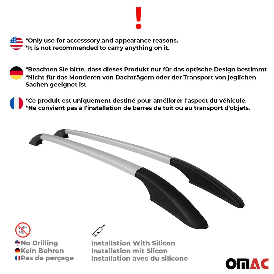 Baca de techo rieles laterales de aluminio para Nissan Rogue Sport 2017-2022 gris 2 piezas Foto 3 de 4