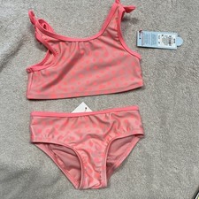 Cat  Jack Girls Pink Polka Dot Palm Tree Bikini Swim Set NWT 4T Bow Design