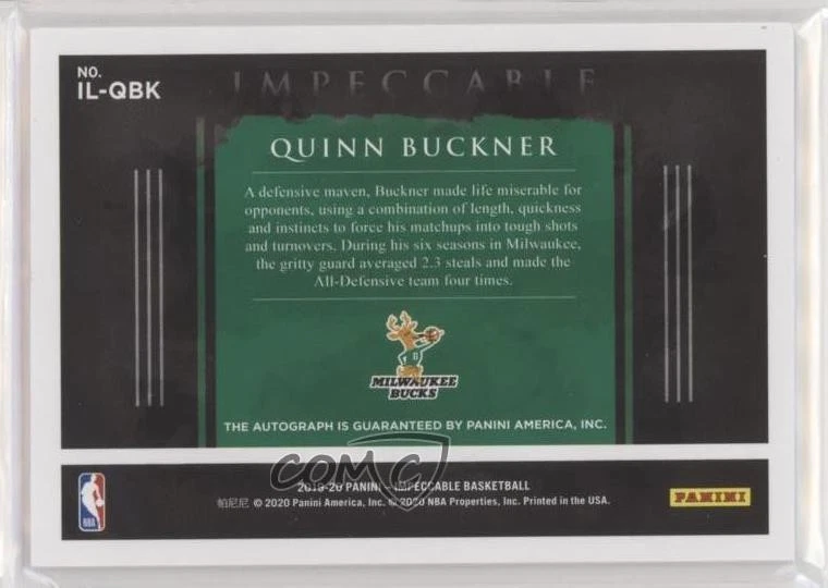 2019-20 Panini Impeccable Illustrious Ink Holo Silver /25 Quinn Buckner Auto - Image 2 of 2