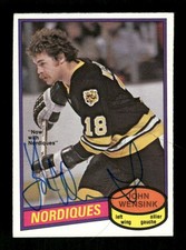 1981-82 O-Pee-Chee #390 John Wensink signed autograph  EX centered, crisp sig BX