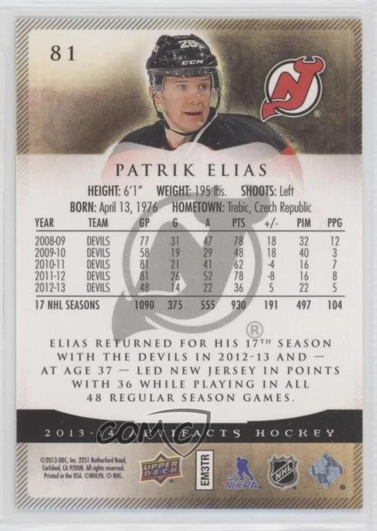 2013-14 Upper Deck Artifacts Spectrum /25 Patrik Elias #81 - Image 2 of 2