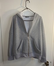 Uniqlo Men's Gray Full Zip Fleece Hoodie Sweatshirt with Hood and Pockets