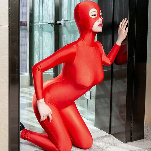 Women Men Nylon Zentai Costume Zipper Bodysuit Catsuit Unitard Jumpsuit Overall - Picture 1 of 14