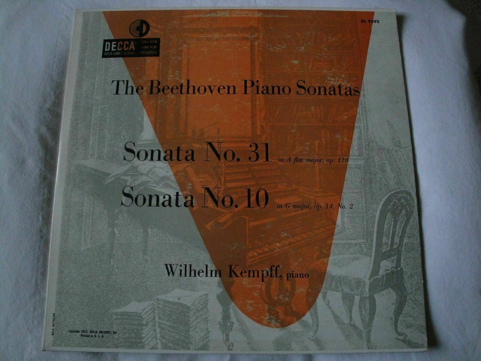 WILHELM KEMPFF THE BEETHOVEN PIANO SONATAS NO.31 AND 10 VINYL LP 1952 DECCA GOLD