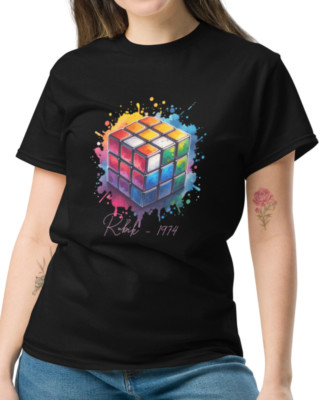 Cubo Rubik.Unisex classic t-shirt. basic, cool, everyday.artistic,painting shirt