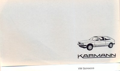 Volkswagen Scirocco Mk 1 KARMANN Verkaufsbroschüre französischer & deutscher Text silber Auto