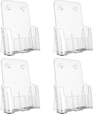 Acrylic Brochure Holder 8.5 X 11 Inches, 4 Pack Clear Brochure Display Stand wit