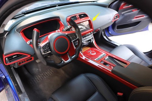 For Jaguar XE 2016-2019 Red Carbon Fiber Console Air Vent Navigation GPS Frame - Picture 8 of 16
