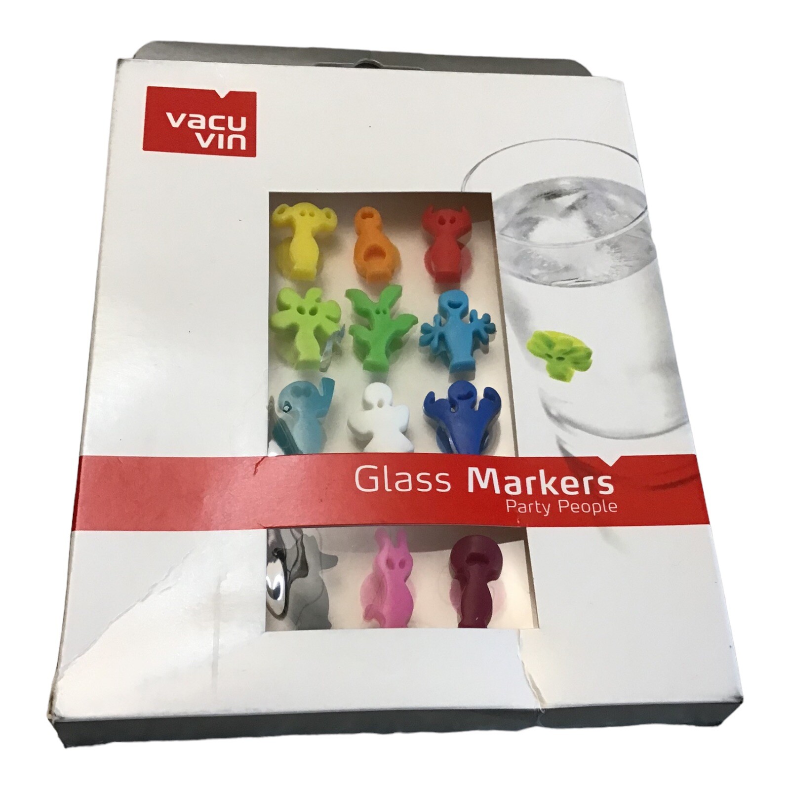 Vacu Vin Party People Wine Drinking Glass Markers Set of 12 Silicone