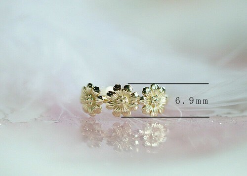 18K Gold Charm Jewelry Women Sunflower Ring Charm Vintage Daisy Rings Size 6-10 - Picture 2 of 12