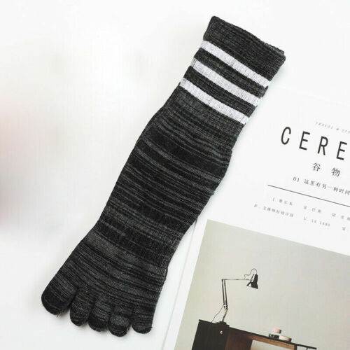 5 Paar Zehensocken Herren Baumwolle gestreift lange Fünf-Finger-Socken Fitnessstudio Sport Freizeit - Bild 9 von 12