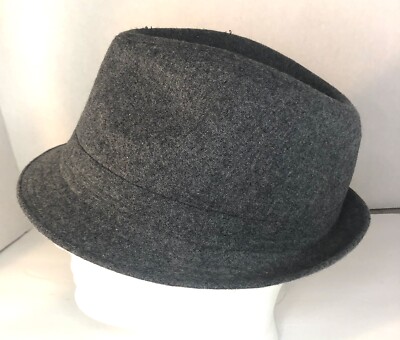 Vintage Dark Grey Fedora Hat Men display picture 2