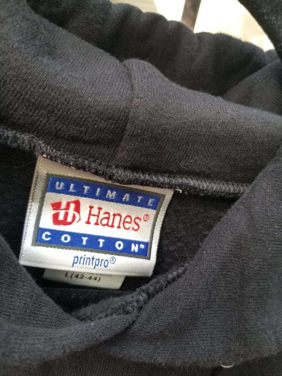 Mens Hanes Ultimate Cotton Pull Over Hoodie Black Large (42-44) New W/O Tags