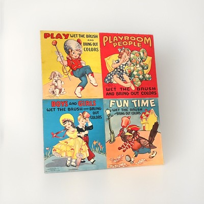 Wet The Brush And Bring Out Colors Vintage Painting Books 4 Full Workbooks Used