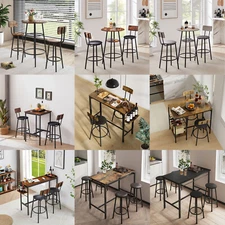 3/5 Piece Bar Table Set Counter Height Kitchen Dining Pub Table with Bar Stools