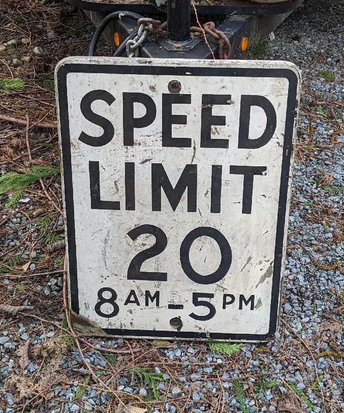 Original Wood Speed Limit Road Street Sign 20 Mph 8am 5pm Wooden