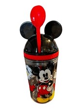 Disney Mickey Mouse 10.8oz Plastic Drink and Snack Cup With Straw/Spoon