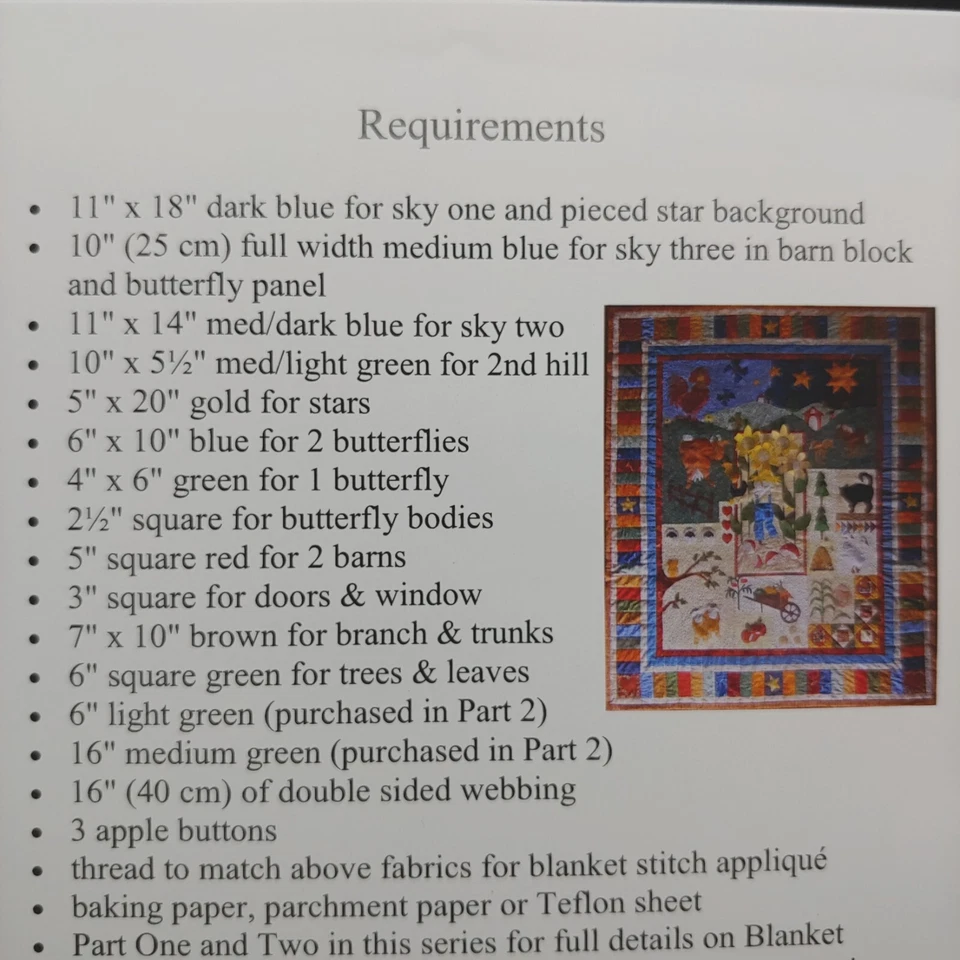 A Day In The Country Applique Quilt Block Pattern - BOTM 3 of 6 Night Sky Stars - Image 3 of 4