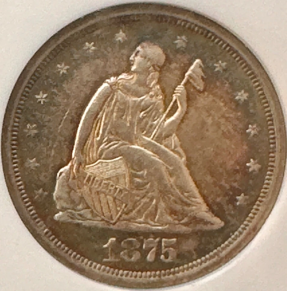  1875-S Liberty Seated Silver Twenty-Cent Piece NGC MS 63 Nice Sweet Toning - Image 3 of 4