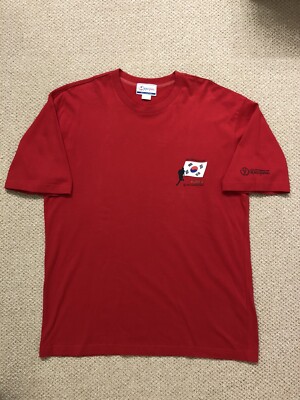 2002 Official FIFA World Cup Korea Japan Red Tee T Shirt
